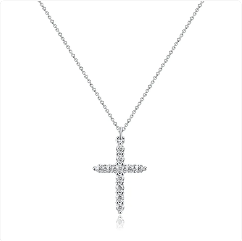 Zircon Cross Crown Pendant Necklace